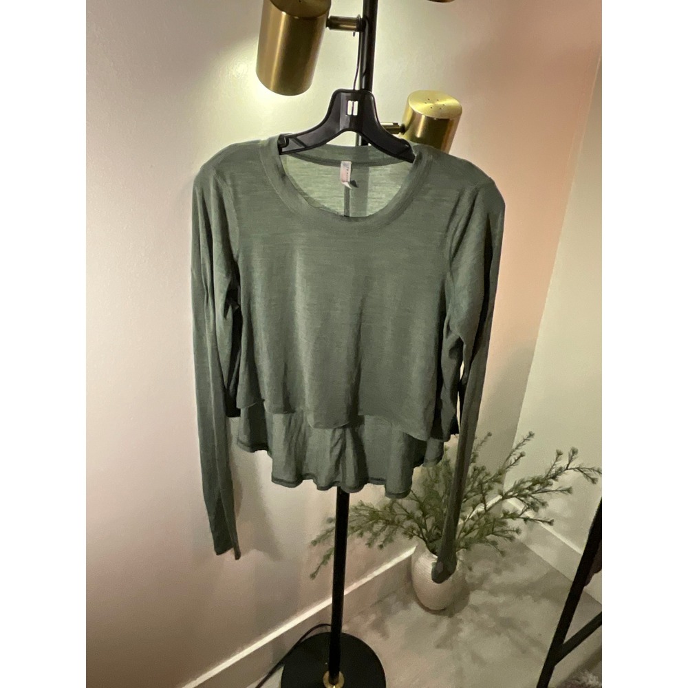 FP Movement bias top extra soft long sleeve sage green yoga pilates jeans top sm